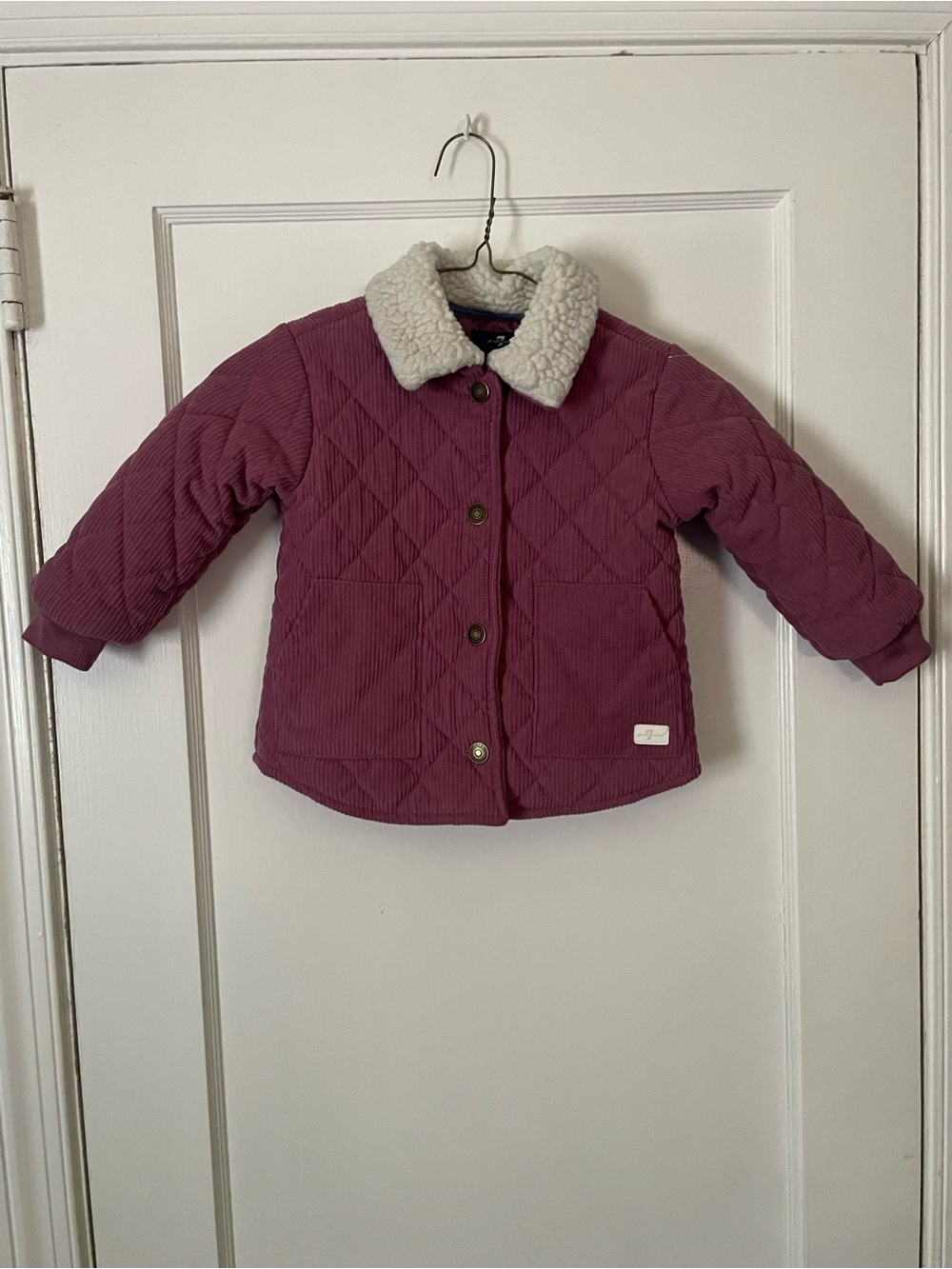 7 For All Mankind Girls Mauve Corduroy Quilted Jacket w/sherpa collar Sz 3T